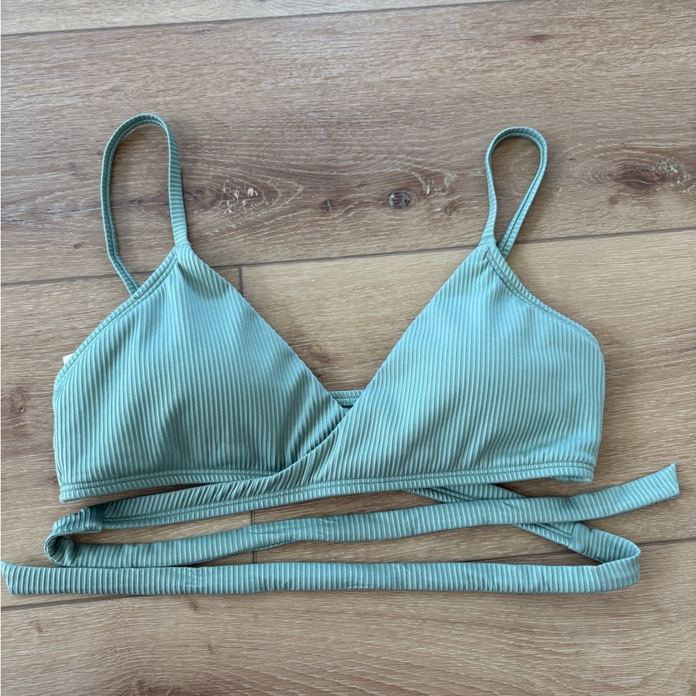 Hollister Olive Ribbed Bikini Top